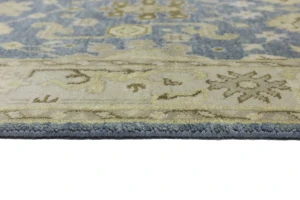 Blue-gray Floral 4X12 Oushak Chobi Oriental Runner Rug