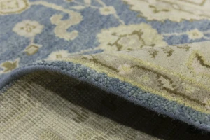 Blue-gray Floral 4X12 Oushak Chobi Oriental Runner Rug