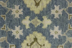 Blue-gray Floral 4X12 Oushak Chobi Oriental Runner Rug