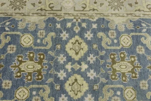 Blue-gray Floral 4X12 Oushak Chobi Oriental Runner Rug