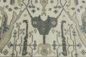 Cream Floral Square 8X8 Oushak Oriental Square Rug