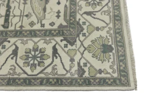 Cream Floral Square 8X8 Oushak Oriental Square Rug