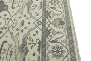 Cream Floral Square 8X8 Oushak Oriental Square Rug