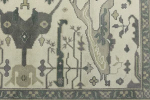 Cream Floral Square 8X8 Oushak Oriental Square Rug