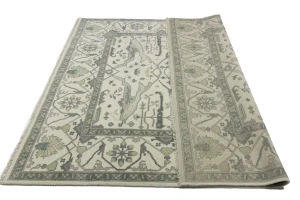 Cream Floral Square 8X8 Oushak Oriental Square Rug