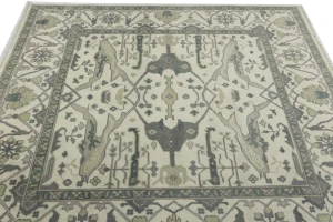 Cream Floral Square 8X8 Oushak Oriental Square Rug