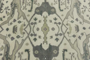 Cream Floral Square 8X8 Oushak Oriental Square Rug