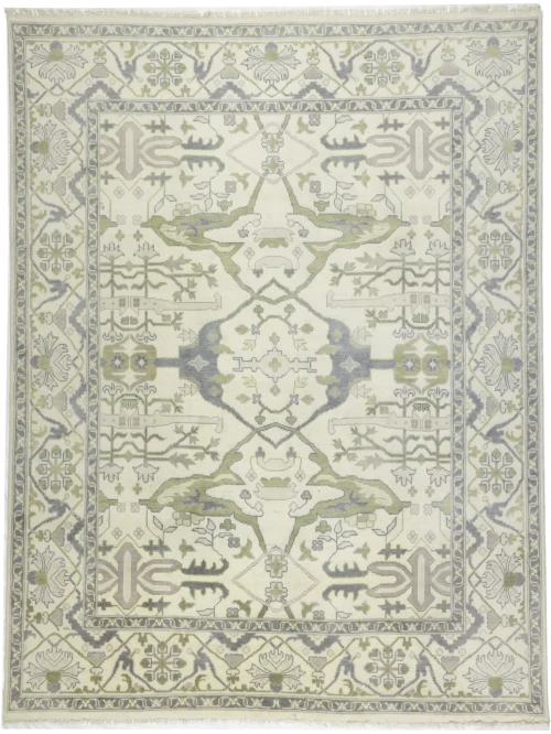 Cream Floral 9X12 Oushak Oriental Rug