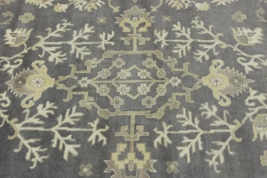 Taupe Floral 10X14 Oushak Chobi Oriental Rug