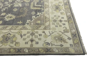 Taupe Floral 10X14 Oushak Chobi Oriental Rug
