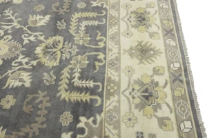 Taupe Floral 10X14 Oushak Chobi Oriental Rug