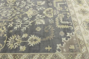Taupe Floral 10X14 Oushak Chobi Oriental Rug