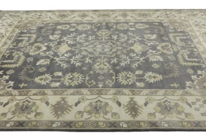 Taupe Floral 10X14 Oushak Chobi Oriental Rug