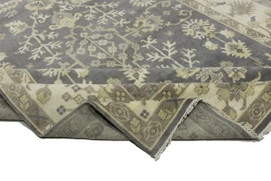 Taupe Floral 10X14 Oushak Chobi Oriental Rug