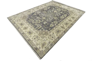 Taupe Floral 10X14 Oushak Chobi Oriental Rug