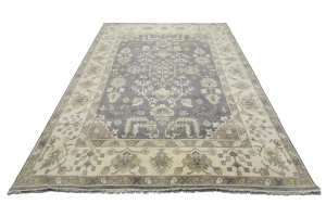 Taupe Floral 10X14 Oushak Chobi Oriental Rug