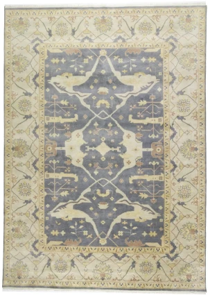 Brownish Gray Floral 10X14 Oushak Oriental Rug