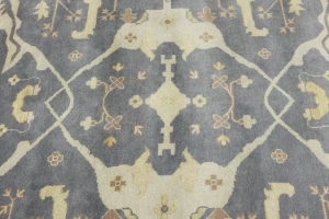 Brownish Gray Floral 10X14 Oushak Oriental Rug