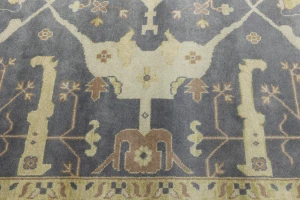 Brownish Gray Floral 10X14 Oushak Oriental Rug