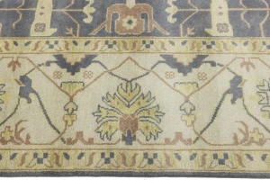 Brownish Gray Floral 10X14 Oushak Oriental Rug