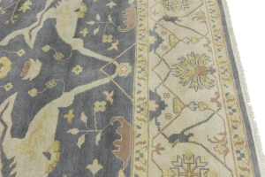 Brownish Gray Floral 10X14 Oushak Oriental Rug