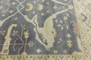 Brownish Gray Floral 10X14 Oushak Oriental Rug