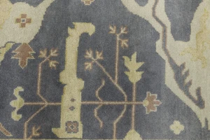Brownish Gray Floral 10X14 Oushak Oriental Rug