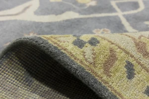 Brownish Gray Floral 10X14 Oushak Oriental Rug