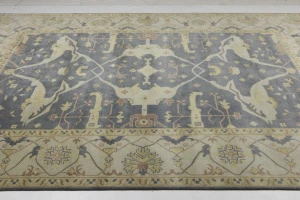 Brownish Gray Floral 10X14 Oushak Oriental Rug