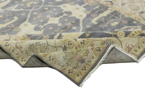 Brownish Gray Floral 10X14 Oushak Oriental Rug