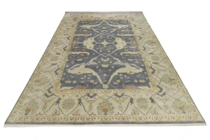 Brownish Gray Floral 10X14 Oushak Oriental Rug