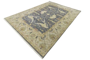 Brownish Gray Floral 10X14 Oushak Oriental Rug