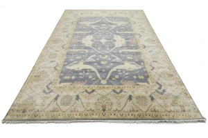 Brownish Gray Floral 10X14 Oushak Oriental Rug