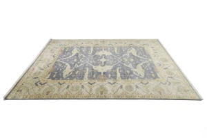 Brownish Gray Floral 10X14 Oushak Oriental Rug