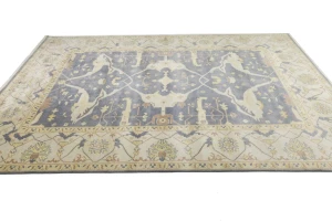 Brownish Gray Floral 10X14 Oushak Oriental Rug