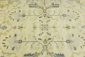 Beige Floral 10X14 Oushak Chobi Oriental Rug