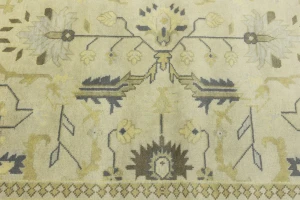 Beige Floral 10X14 Oushak Chobi Oriental Rug