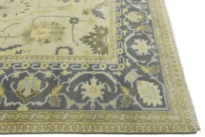 Beige Floral 10X14 Oushak Chobi Oriental Rug