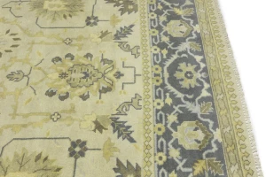 Beige Floral 10X14 Oushak Chobi Oriental Rug
