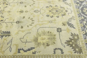 Beige Floral 10X14 Oushak Chobi Oriental Rug
