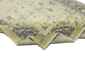 Beige Floral 10X14 Oushak Chobi Oriental Rug