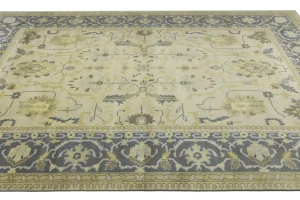 Beige Floral 10X14 Oushak Chobi Oriental Rug
