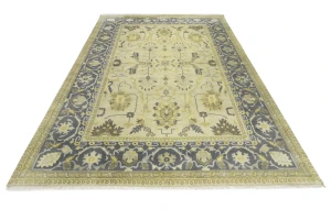 Beige Floral 10X14 Oushak Chobi Oriental Rug