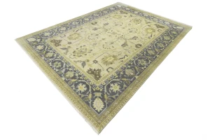 Beige Floral 10X14 Oushak Chobi Oriental Rug