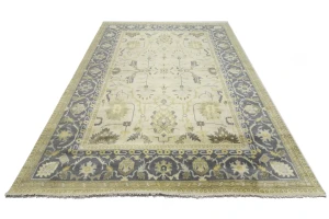 Beige Floral 10X14 Oushak Chobi Oriental Rug