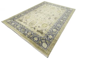 Beige Floral 10X14 Oushak Chobi Oriental Rug