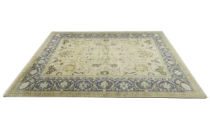 Beige Floral 10X14 Oushak Chobi Oriental Rug