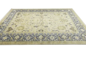 Beige Floral 10X14 Oushak Chobi Oriental Rug