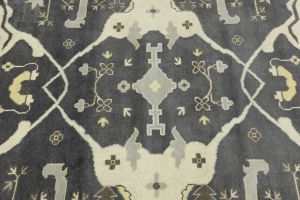 Dark Taupe Floral 10X14 Oushak Oriental Rug