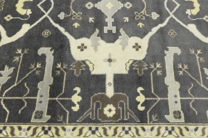 Dark Taupe Floral 10X14 Oushak Oriental Rug